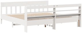 Cama sem colchão 200x200 cm madeira de pinho maciça branco
