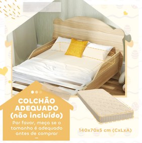 AIYAPLAY Cama para Crianças +3 Anos para Colchão de 140x70 cm Cama Inf