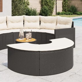Apoio de pés para jardim com almofadão vime PE preto