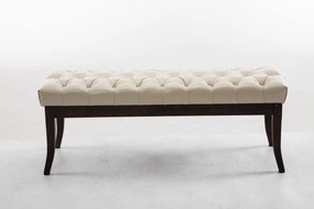 Banco Ramses em couro sintético com estrutura em antigo escuro 46 x 120 x 38 cm Creme