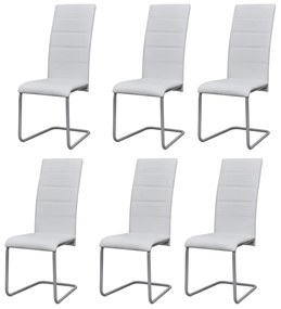 vidaXL Cadeiras de jantar cantilever 6 pcs couro artificial branco