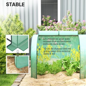 Mini estufa de jardim para tomates, 4 x 1 x 0,80 m, em aço com revestimento de PE anti-UV, 4 portas com fecho de correr enroláveis, verde