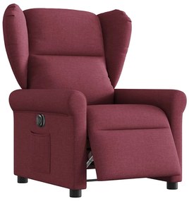 vidaXL Poltrona elétrica reclinável tecido vermelho tinto