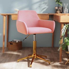 vidaXL Cadeira de jantar giratória veludo rosa