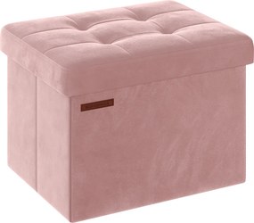 Banco de arrumação com tampa com capacidade para 130 kg 31 x 41 x 31 cm cor-de-rosa pastel
