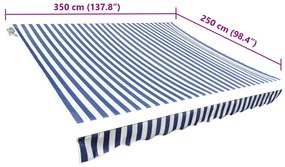 Lona para toldo azul e branco 350x250 cm
