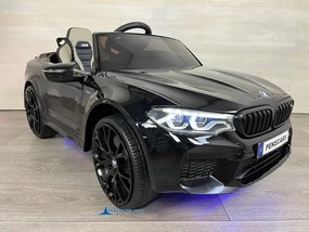 Carro elétrico para Crianças BMW M5 24V rodas borracha, banco almofadado e com ecrã MP4 Preto metalizado