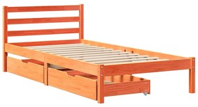 Cama sem colchão 90x190 cm madeira de pinho maciça castanho-mel