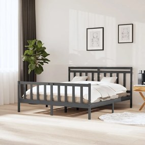 vidaXL Estrutura de cama super king 180x200 cm madeira maciça cinza