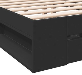 Estrutura de cama c/ gavetas 200x200 cm derivados madeira preto