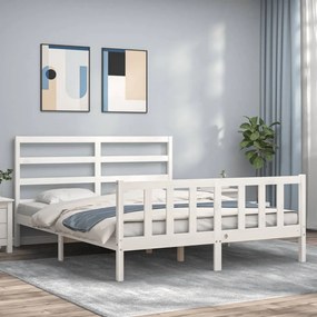 Estrutura de cama com cabeceira 160x200 cm madeira maciça