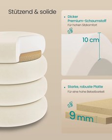 Banco redondo com espaço de arrumação e tampa removível, 43 x 47 cm, branco creme