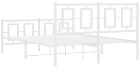 Estrutura de cama com cabeceira e pés 140x190 cm metal branco