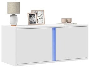 Móvel de parede para TV com luzes LED 80x31x35 cm branco