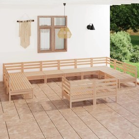 vidaXL 12 pcs conjunto lounge de jardim pinho maciço