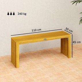 Banco de Jardim em Madeira de 2 Lugares 110 cm com Assento de Ripas, Suporta 240 kg, para Pátio, Alpendre, Jardim, Natural