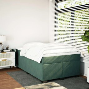 Cama boxspring com colchão 120x190 cm veludo verde-escuro