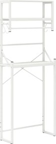 Estante de armazenamento Metal 64 x 24 x 162 cm para colocar em cima da Sanita de 3 níveis com ganchos para toalhas Branco