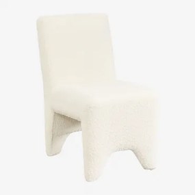Pack De 4 Cadeiras De Jantar Em Madeira E Estofadas Em Tecido Bouclé Kamez Bouclé Branco - Sklum