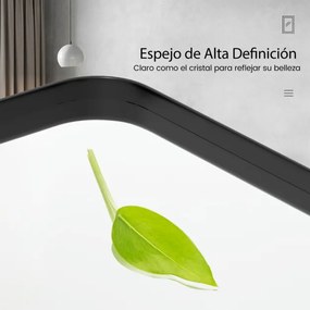 Espelho de parede para casa de banho 50 x 80 cm Espelho retangular moderno para pendurar, emoldurado em metal com cantos arredondados para toucador Pr