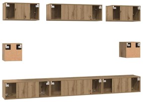 Conjunto de Estantes para TV 8 pcs carvalho artisiano