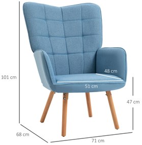 Poltrona WingBack Tufo - Azul - Design Nórdico