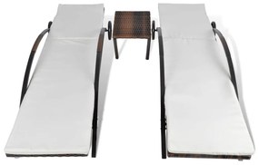 Espreguiçadeiras com mesa vime PE castanho
