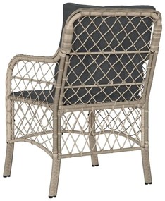 Cadeiras de jardim com almofadões 2 pcs vime PE cinzento-claro