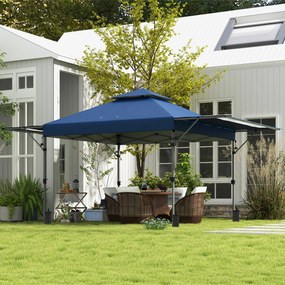 Tenda pop-up dobrável para jardim, 5 x 3 m, em tecido Oxford com 2 paredes ajustáveis, incluindo saco de transporte com Rodas azul