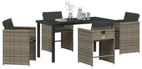 Conjunto de Jantar de Jardim com Almofadas Cinza Rattan PE