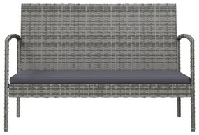 16 pcs conjunto lounge de jardim c/ almofadões vime PE cinzento