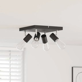 Spotlight de Tecto 4 Vias Ajustável Preto E27