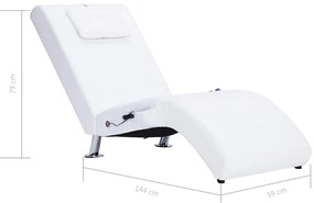 Chaise longue de massagem c/ almofada couro artificial branco