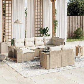 11 pcs conjunto sofás de jardim c/ almofadões vime PE bege