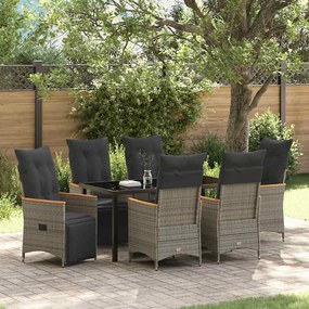 vidaXL Conjunto de Jantar para Jardim 7 pcs Cinzeto Rattan Sintético