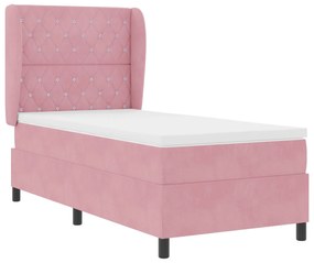 Cama Box Spring vidaXL com Colchão Rosa 90x190 cm Veludo