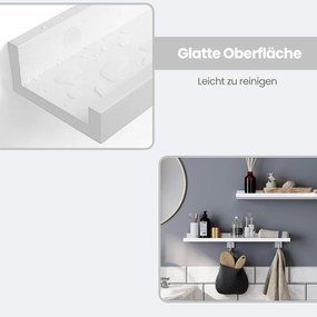 Conjunto de 2 prateleiras de parede suspensas para molduras e livros 10 x 60 x 5/2 cm Branco