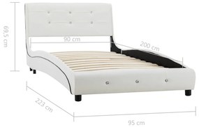 Estrutura de cama 90x200 cm couro artificial branco