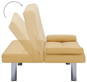 Sofá Cama Vivian - Cor Amarelo - Em Tecido, Estrutura em Madeira, Pern