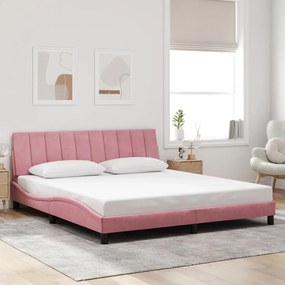 Estrutura de cama c/ luzes LED 180x200 cm veludo rosa