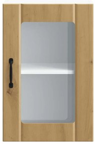 Armário de parede cozinha porta vidro Lucca carvalho artesanal