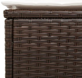 Conj. de espreguiçadeiras com almofadão 3 pcs vime PE castanho