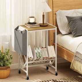 Suporte para gira-discos com armazenamento 49,5 x 30 x 64 cm para discos de vinil e revistas com rodas natural