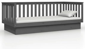 Sofá-cama 90 x 200 cm madeira de pinho maciça cinzento