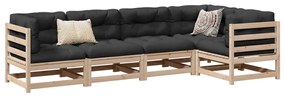 5 pcs conjunto de sofás para jardim madeira de pinho maciça