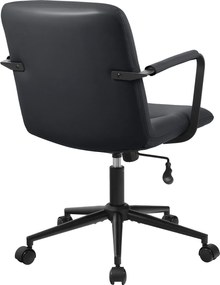 Cadeira de Escritório Hilda Couro Genuíno Preto