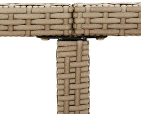 Mesa de jardim 109x107x74 cm vime PE e vidro bege