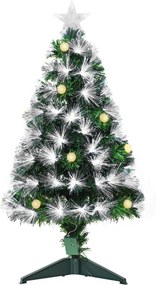HOMCOM Árvore de Natal 90 cm Árvore de Natal com Fibra Óptica Árvore de Natal Artificial com 90 Luzes LED e 90 Ramos Verde e Branco | Aosom Portugal