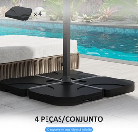 Base para Chapéu de Sol de 4 Peças Suporte para Chapéu de Sol para Jardim Pátio Exterior 50x50x7,5cm Preto