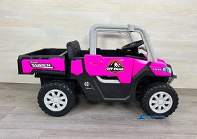Carro elétrico para crianças 1 a 6 anos 12V 4x4 Buggy 1000RR rodas borracha e controlo remoto Rosa